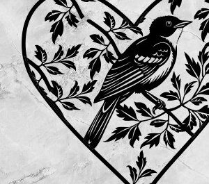 Intra απο ξύλο plywood 3mm-4mm πάχος Bird in Heart Δίασταση 15×15 cm INTRAFABR-101007174