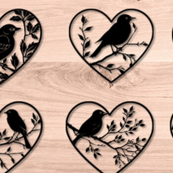 Intra απο ξύλο plywood 3mm-4mm πάχος Cut  Bird in Heart Δίασταση 15x15 cm INTRAFABR-99981533 - Image 1