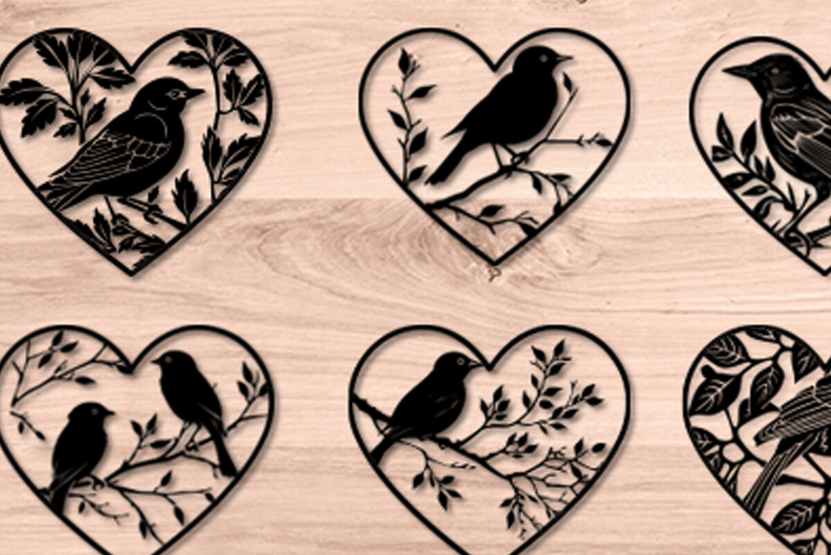 Intra απο ξύλο plywood 3mm-4mm πάχος Cut  Bird in Heart Δίασταση 15x15 cm INTRAFABR-99981533
