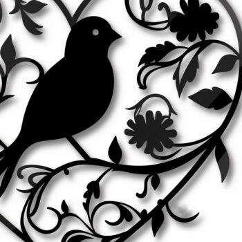 Intra απο ξύλο plywood 3mm-4mm πάχος Bird in Heart Decor τοίχου με λέιζερ Δίασταση 4x4 cm INTRAFABR-99035439 - Image 1
