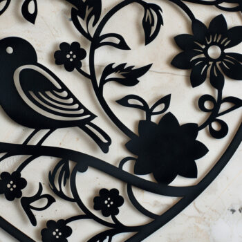 Intra απο ξύλο plywood 3mm-4mm πάχος Bird in Heart Decor τοίχου με λέιζερ Δίασταση 4x4 cm INTRAFABR-99106849 - Image 1