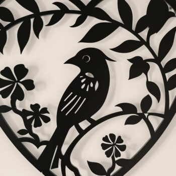 Intra απο ξύλο plywood 3mm-4mm πάχος Bird in Heart Decor τοίχου με λέιζερ Δίασταση 4x4 cm INTRAFABR-99136664 - Image 1