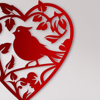 Intra απο ξύλο plywood 3mm-4mm πάχος Bird in Heart Decor τοίχου με λέιζερ Δίασταση 4x4 cm INTRAFABR-98988834 - Image 1
