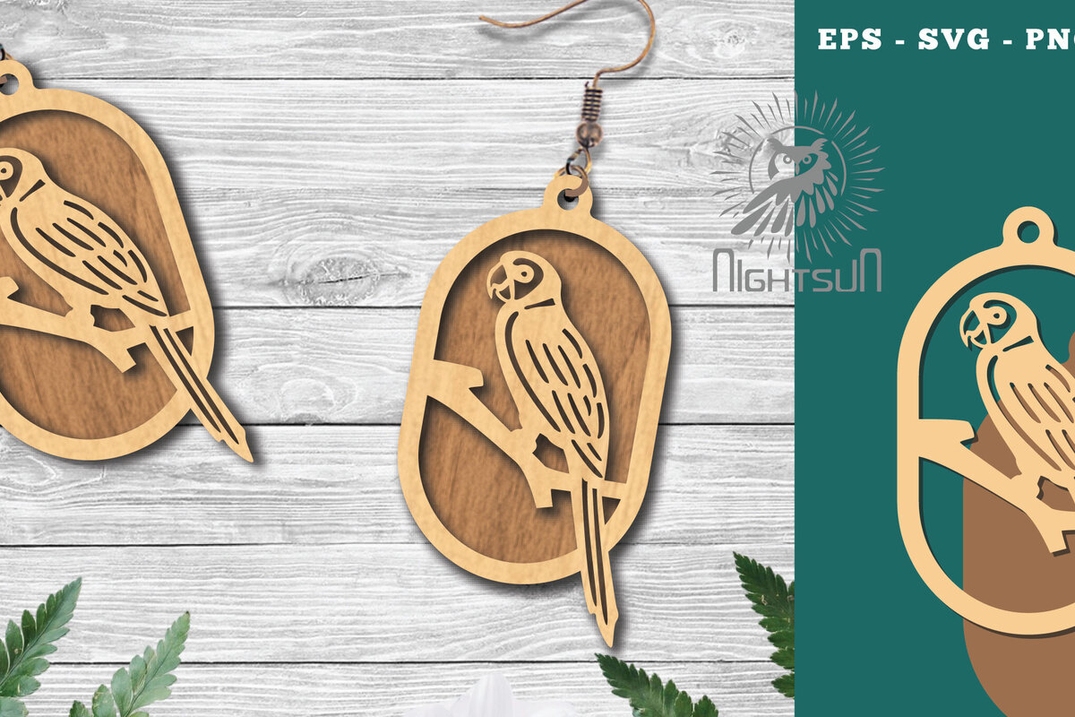 Intra απο ξύλο plywood 3mm-4mm πάχος Σκουλαρίκια κοπής με λέιζερ πουλιών 5 Δίασταση 3x3 cm INTRAFABR-113542384