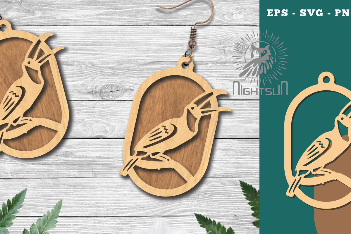 Intra απο ξύλο plywood 3mm-4mm πάχος Σκουλαρίκια κοπής με λέιζερ πουλιών 7 Δίασταση 3x3 cm INTRAFABR-113542567