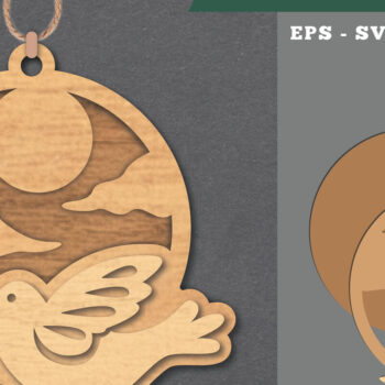 Intra απο ξύλο plywood 3mm-4mm πάχος Στολίδι κοπής με λέιζερ πουλιών Δίασταση 8x8 cm INTRAFABR-112069696 - Image 1