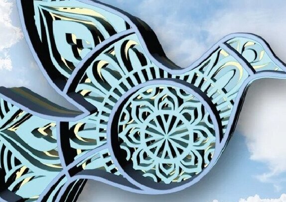 Intra απο ξύλο plywood 3mm-4mm πάχος Bird Mandala, Dove, , 3d Δίασταση 30x30 cm INTRAFABR-31747023
