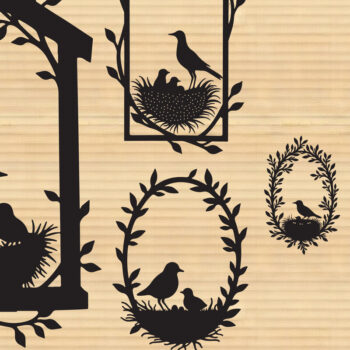 Intra απο ξύλο plywood 3mm-4mm πάχος σιλουέτας φωλιάς πουλιών Δίασταση 4x4 cm INTRAFABR-123565602 - Image 1