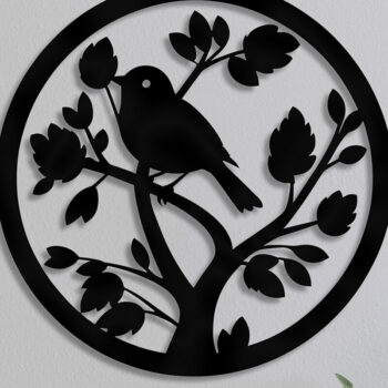 Intra απο ξύλο plywood 3mm-4mm πάχος Bird on Branch Decor Wall Δίασταση 30x20 cm INTRAFABR-92455268 - Image 1