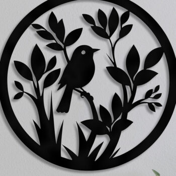 Intra απο ξύλο plywood 3mm-4mm πάχος Bird on Branch Decor Wall Δίασταση 30x20 cm INTRAFABR-92455357 - Image 1