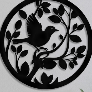 Intra απο ξύλο plywood 3mm-4mm πάχος Bird on Branch Decor Wall Δίασταση 30x20 cm INTRAFABR-92455542 - Image 1