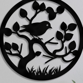 Intra απο ξύλο plywood 3mm-4mm πάχος Bird on Branch Decor Wall Δίασταση 30x20 cm INTRAFABR-92455602 - Image 1