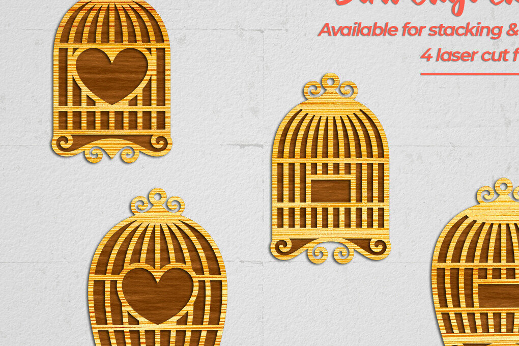 Intra απο ξύλο plywood 3mm-4mm πάχος Σκουλαρίκια Birdcage - 3 Δίασταση 3x3 cm INTRAFABR-102058718