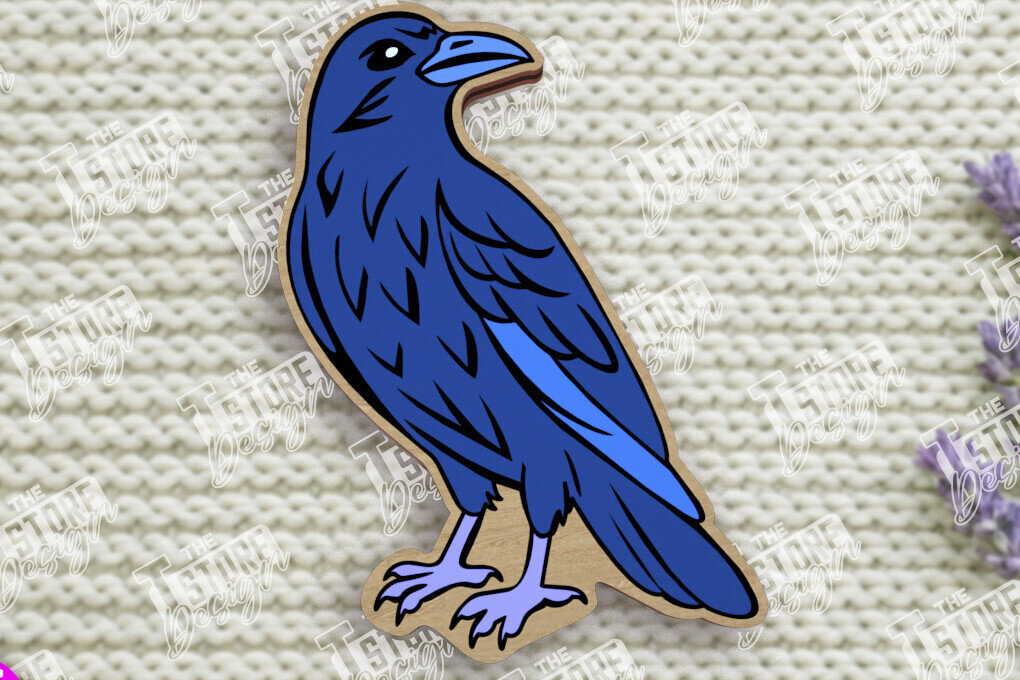 Intra απο ξύλο plywood 3mm-4mm πάχος Καρφίτσα πουλιών | Καρφίτσα σε σχήμα κοράκι | CNC Δίασταση 15x15 cm INTRAFABR-109016219