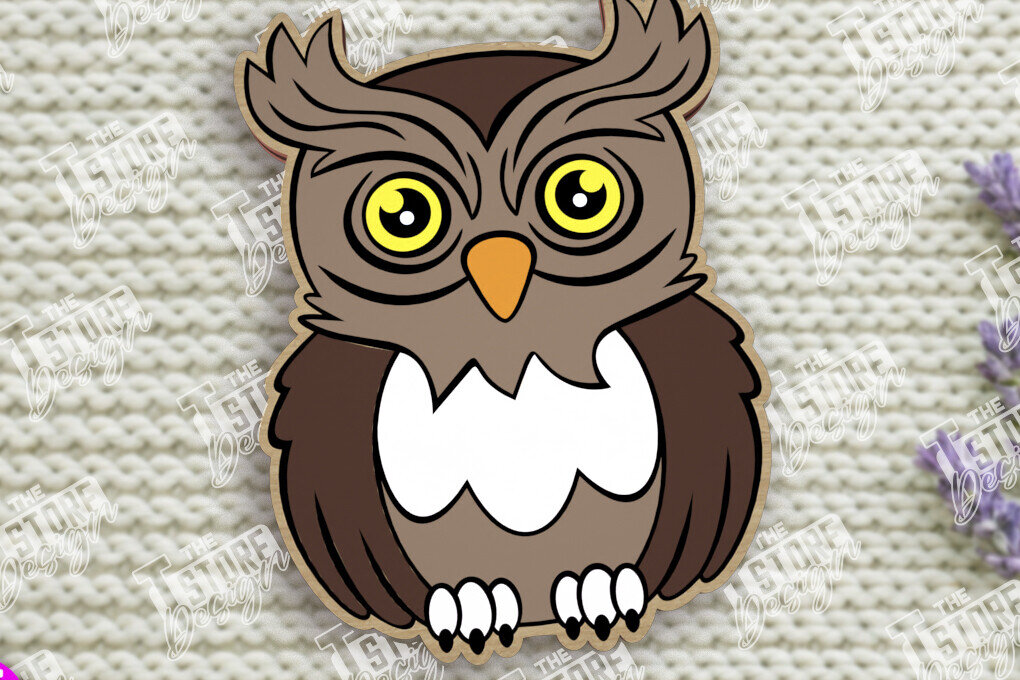 Intra απο ξύλο plywood 3mm-4mm πάχος Καρφίτσα πουλιών | Καρφίτσα σε σχήμα κουκουβάγιας | CNC Δίασταση 15x15 cm INTRAFABR-109016202