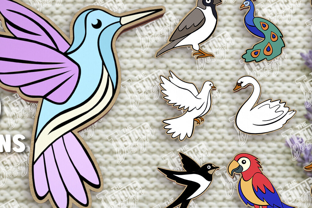 Intra απο ξύλο plywood 3mm-4mm πάχος Πουλιά Καρφίτσες | Αξεσουάρ |CNC Δίασταση 15x15 cm INTRAFABR-109016478