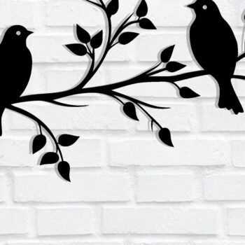 Intra απο ξύλο plywood 3mm-4mm πάχος Μεταλλική διακόσμηση τοίχου Birds on Branch Δίασταση 15x15 cm INTRAFABR-118076146 - Image 1