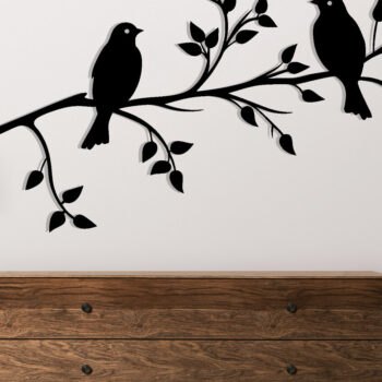 Intra απο ξύλο plywood 3mm-4mm πάχος Μεταλλική διακόσμηση τοίχου Birds on Branch Δίασταση 15x15 cm INTRAFABR-118076146 - Image 2