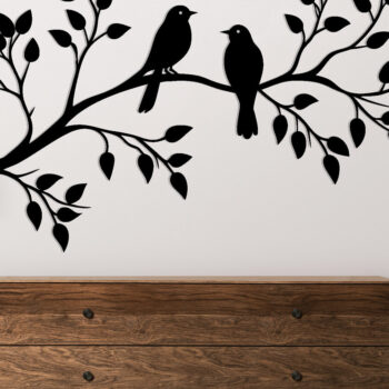 Intra απο ξύλο plywood 3mm-4mm πάχος Μεταλλική διακόσμηση τοίχου Birds on Branch Δίασταση 15x15 cm INTRAFABR-118076139 - Image 2