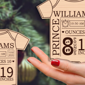 Intra απο ξύλο plywood 3mm-4mm πάχος Ανακοίνωση γέννησης Στολίδι Δίασταση 8x8 cm INTRAFABR-88983550 - Image 1