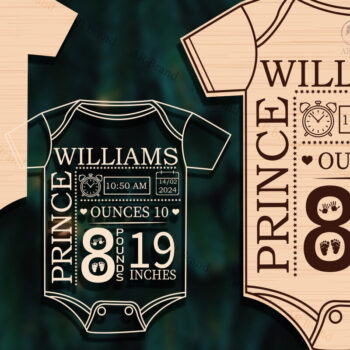 Intra απο ξύλο plywood 3mm-4mm πάχος Ανακοίνωση γέννησης Στολίδι Δίασταση 8x8 cm INTRAFABR-88983550 - Image 2