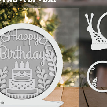 Intra απο ξύλο plywood 3mm-4mm πάχος Γενέθλια 3D Papercut Design 1 Δίασταση 30x20 cm INTRAFABR-92283782 - Image 1