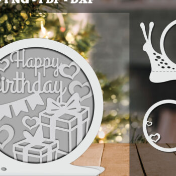 Intra απο ξύλο plywood 3mm-4mm πάχος Γενέθλια 3D Papercut Design 2 Δίασταση 30x20 cm INTRAFABR-92283831 - Image 1