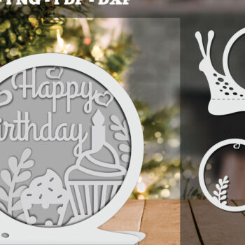 Intra απο ξύλο plywood 3mm-4mm πάχος Γενέθλια 3D Papercut Design 3 Δίασταση 30x20 cm INTRAFABR-92283859 - Image 1