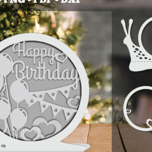 Intra απο ξύλο plywood 3mm-4mm πάχος Γενέθλια 3D Papercut Design 4 Δίασταση 30x20 cm INTRAFABR-92283890