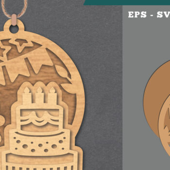 Intra απο ξύλο plywood 3mm-4mm πάχος Στολίδι κοπής με λέιζερ τούρτα γενεθλίων Δίασταση 8x8 cm INTRAFABR-112074550 - Image 1