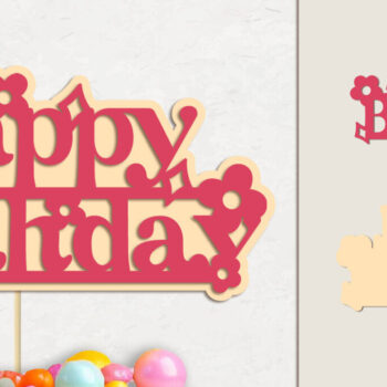 Intra απο ξύλο plywood 3mm-4mm πάχος Birthday Cake Topper Layered Δίασταση 15x15 cm INTRAFABR-124402976 - Image 1