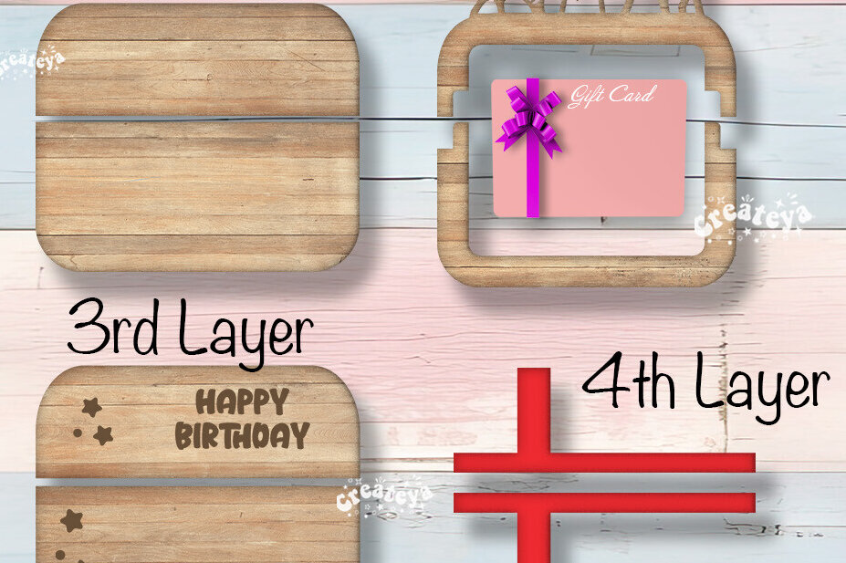 Intra απο ξύλο plywood 3mm-4mm πάχος Θήκη δώρου γενεθλίων Δίασταση 15x15 cm INTRAFABR-102740200 - Image 3