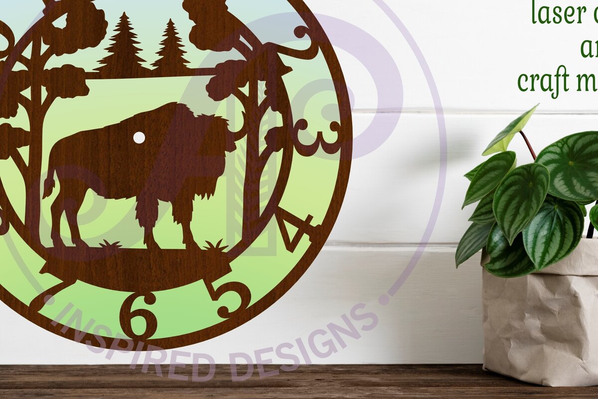 Intra απο ξύλο plywood 3mm-4mm πάχος κοπής με λέιζερ Ρολόι τοίχου Bison Clock Δίασταση 8x8 cm INTRAFABR-117302673