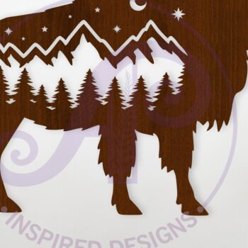 Intra απο ξύλο plywood 3mm-4mm πάχος Bison Forest Scene Wall Art Sign, Δίασταση 12x12 cm INTRAFABR-117218591 - Image 1