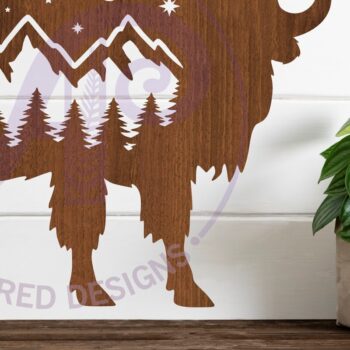 Intra απο ξύλο plywood 3mm-4mm πάχος Bison Forest Scene Wall Art Sign, Δίασταση 12x12 cm INTRAFABR-117218591 - Image 3