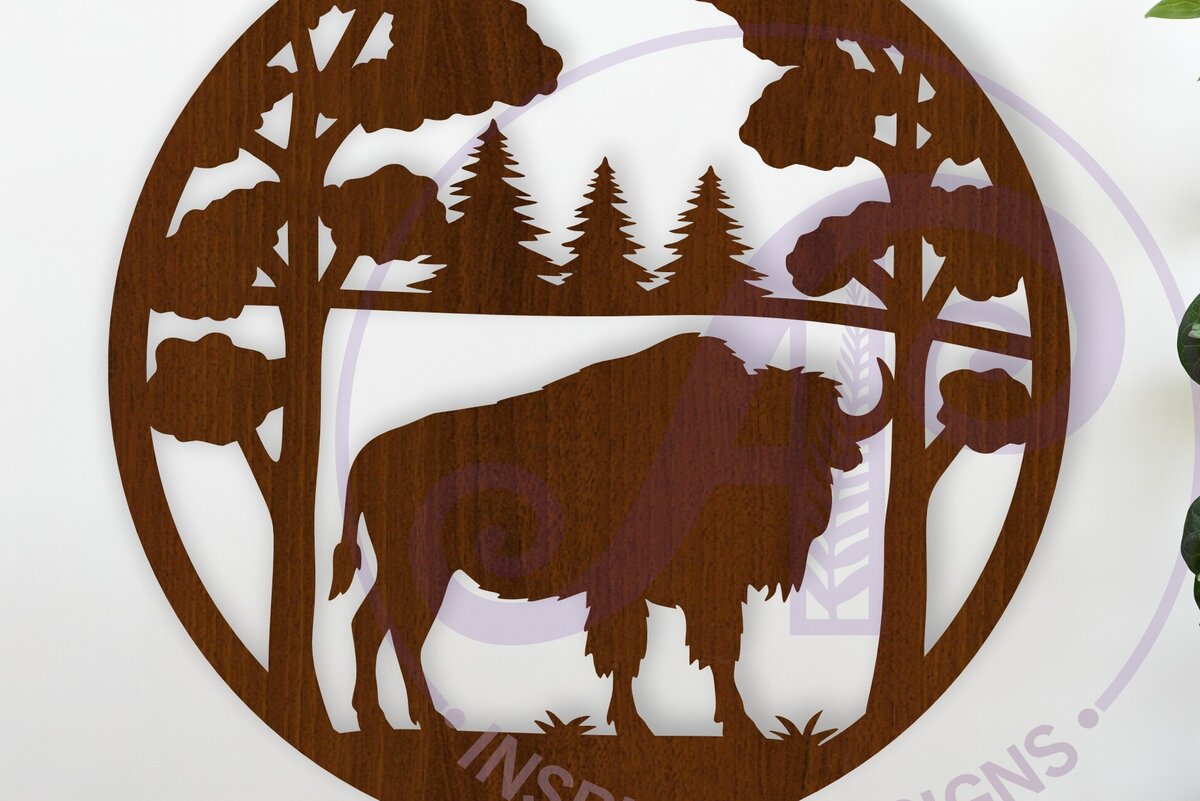 Intra απο ξύλο plywood 3mm-4mm πάχος Επιγραφή Bison Forest Wall Art, . Δίασταση 10x10 cm INTRAFABR-118173327