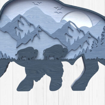 Intra απο ξύλο plywood 3mm-4mm πάχος Bison Mountain Sunset Layered Art Δίασταση 30x20 cm INTRAFABR-113183143 - Image 1