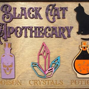 Intra απο ξύλο plywood 3mm-4mm πάχος Black Cat Apothecary  Halloween Δίασταση 15x15 cm INTRAFABR-35311901