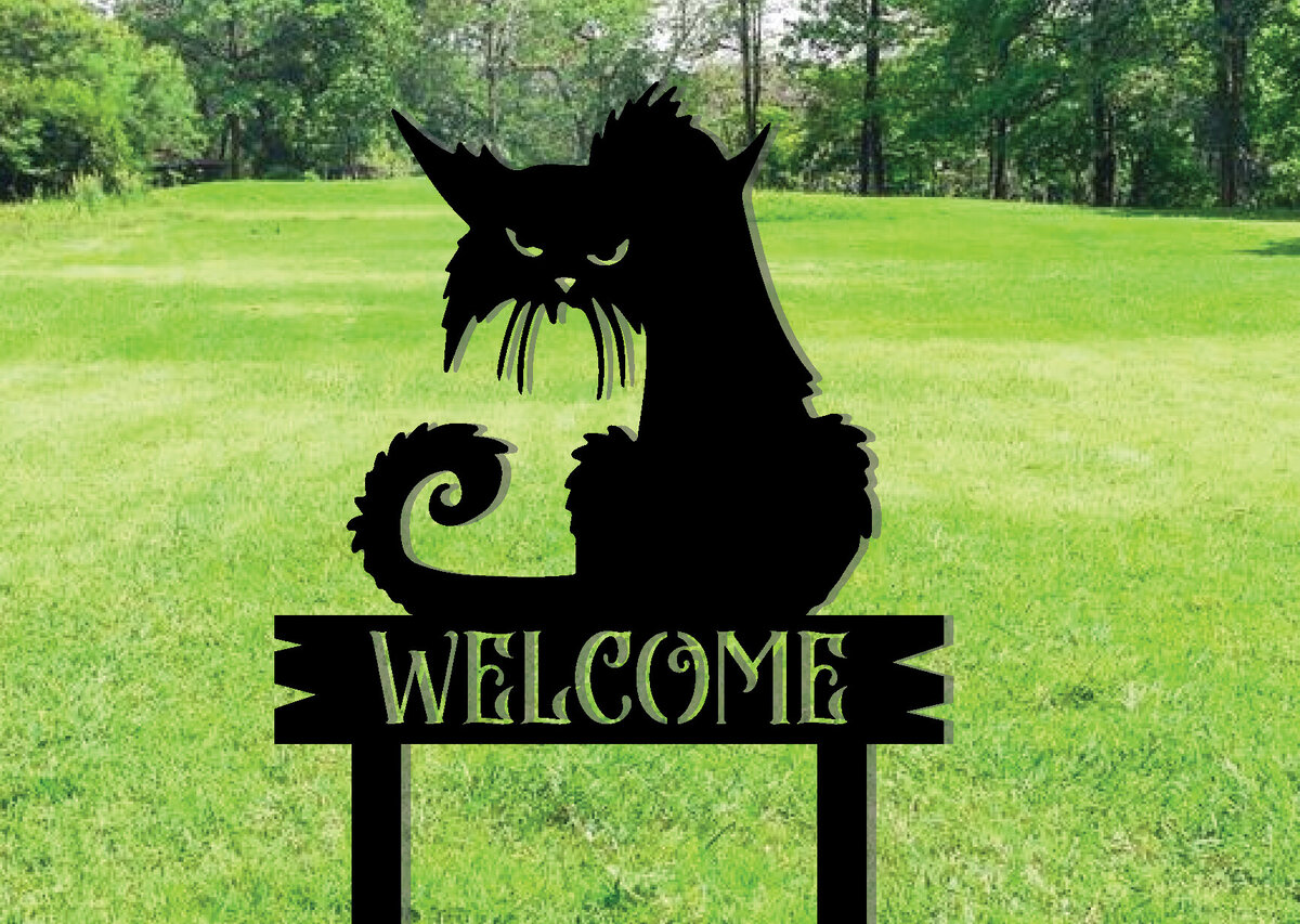 Intra απο ξύλο plywood 3mm-4mm πάχος Μαύρη γάτα μεταλλικά στοιχήματα κήπου Διακόσμηση σημάδι Δίασταση 3600x3600 cm INTRAFABR-101275649