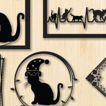 Intra απο ξύλο plywood 3mm-4mm πάχος Μαύρη γάτα στον τοίχο ντεκόρ γραφικό Δίασταση 15x18 cm INTRAFABR-91132401 - Image 1