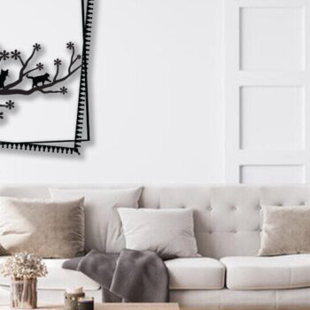 Intra απο ξύλο plywood 3mm-4mm πάχος Μαύρη γάτα στον τοίχο ντεκόρ γραφικό Δίασταση 15x18 cm INTRAFABR-91132401 - Image 4