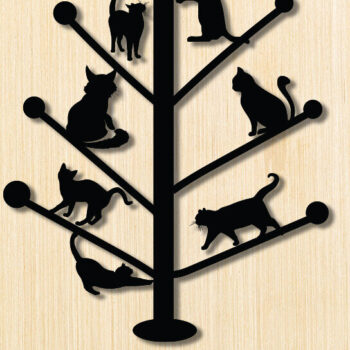 Intra απο ξύλο plywood 3mm-4mm πάχος Μαύρη γάτα στον τοίχο ντεκόρ γραφικό Δίασταση 15x18 cm INTRAFABR-91231304 - Image 1