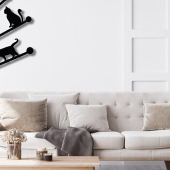 Intra απο ξύλο plywood 3mm-4mm πάχος Μαύρη γάτα στον τοίχο ντεκόρ γραφικό Δίασταση 15x18 cm INTRAFABR-91231304 - Image 2