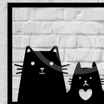 Intra απο ξύλο plywood 3mm-4mm πάχος Σιλουέτα διακόσμησης τοίχου μαύρης γάτας Δίασταση 40x40 cm INTRAFABR-67170646 - Image 1