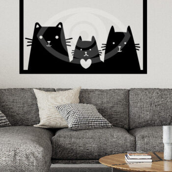 Intra απο ξύλο plywood 3mm-4mm πάχος Σιλουέτα διακόσμησης τοίχου μαύρης γάτας Δίασταση 40x40 cm INTRAFABR-67170646 - Image 2