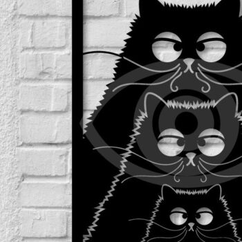 Intra απο ξύλο plywood 3mm-4mm πάχος Μαύρη γάτα τοίχου Art Decor Silhouette Grap Δίασταση 40x40 cm INTRAFABR-65077323 - Image 1