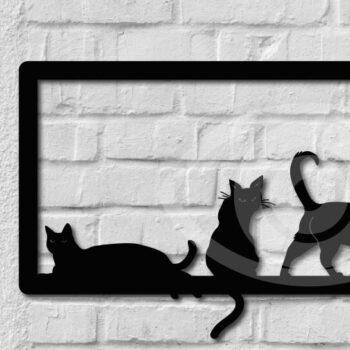 Intra απο ξύλο plywood 3mm-4mm πάχος Σιλουέτα διακόσμησης τοίχου μαύρης γάτας Δίασταση 40x40 cm INTRAFABR-64250801 - Image 1
