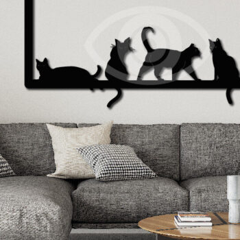 Intra απο ξύλο plywood 3mm-4mm πάχος Σιλουέτα διακόσμησης τοίχου μαύρης γάτας Δίασταση 40x40 cm INTRAFABR-64250801 - Image 3