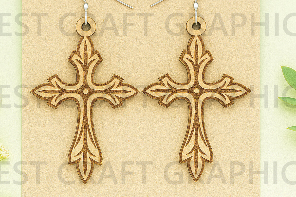 Intra απο ξύλο plywood 3mm-4mm πάχος Σκουλαρίκια Blessed Faith – Θρησκευτική κοπή Δίασταση 3x3 cm INTRAFABR-124681777