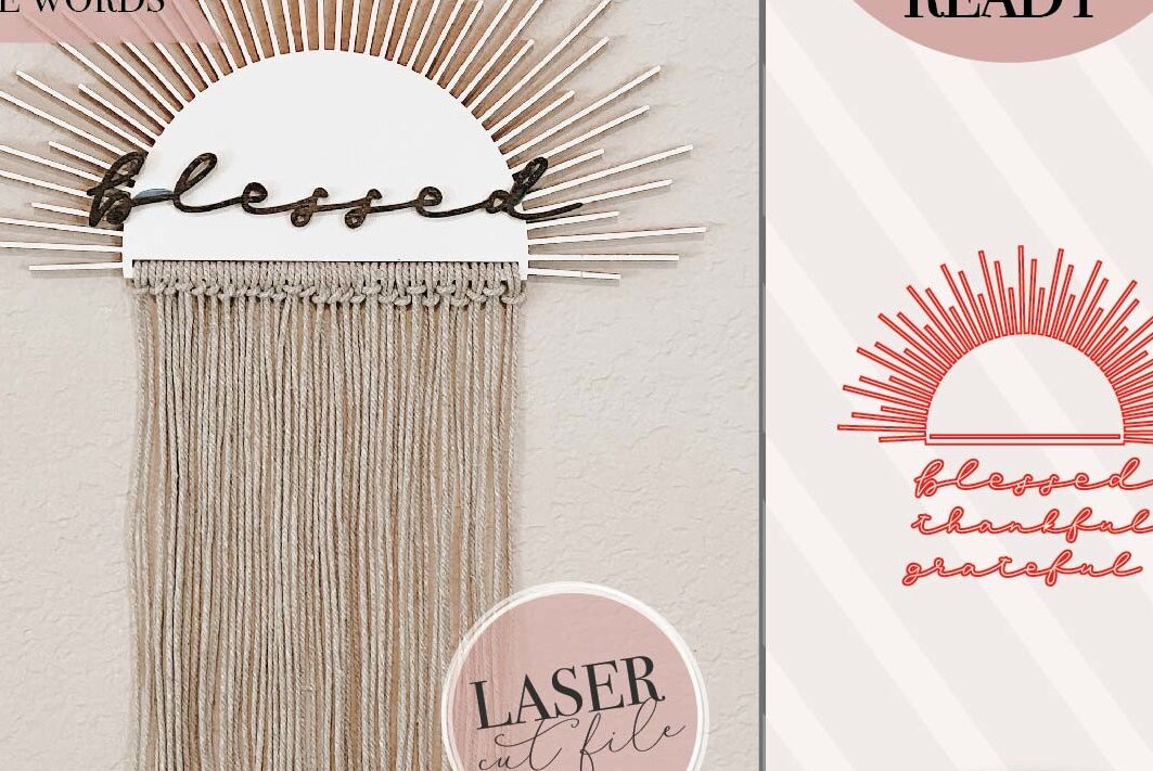 Intra απο ξύλο plywood 3mm-4mm πάχος Ευλογημένος Macrame Δίασταση 30x20 cm INTRAFABR-74751374